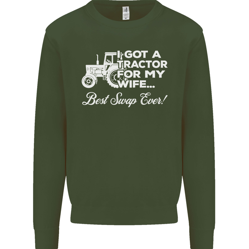 Tractor for My Wife Best Swap Ever Farmer Mens Sweatshirt Jumper Forest Green