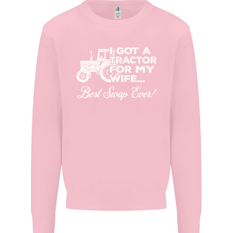 Tractor for My Wife Best Swap Ever Farmer Mens Sweatshirt Jumper Light Pink