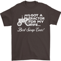 Tractor for My Wife Best Swap Ever Farmer Mens T-Shirt Cotton Gildan Dark Chocolate