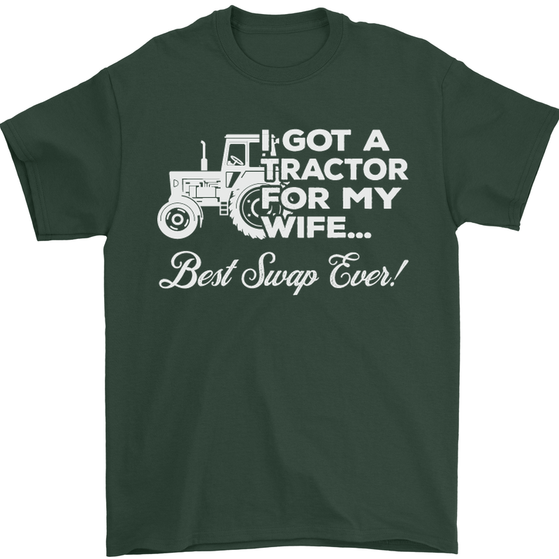 Tractor for My Wife Best Swap Ever Farmer Mens T-Shirt Cotton Gildan Forest Green