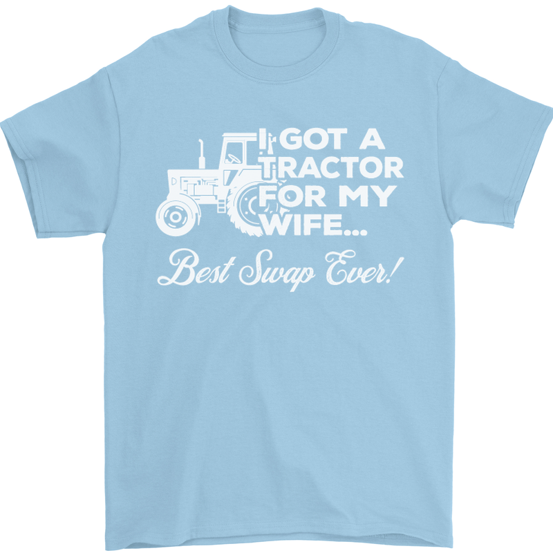Tractor for My Wife Best Swap Ever Farmer Mens T-Shirt Cotton Gildan Light Blue