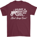 Tractor for My Wife Best Swap Ever Farmer Mens T-Shirt Cotton Gildan Maroon