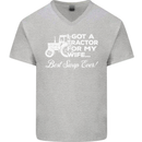 Tractor for My Wife Best Swap Ever Farmer Mens V-Neck Cotton T-Shirt Sports Grey
