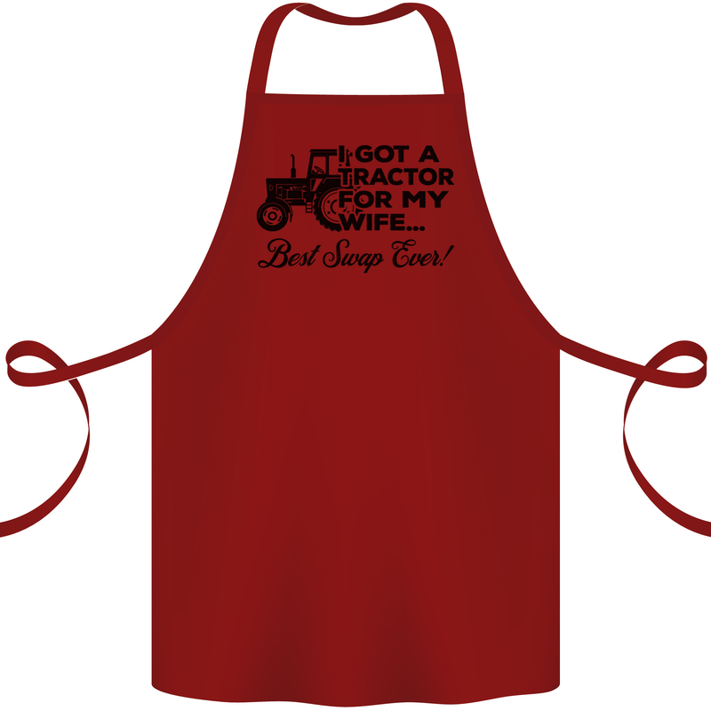 Tractor for My Wife Best Swap Ever Farming Cotton Apron 100% Organic Maroon