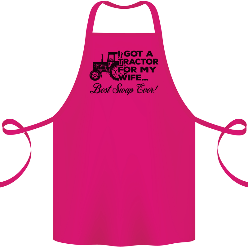 Tractor for My Wife Best Swap Ever Farming Cotton Apron 100% Organic Pink