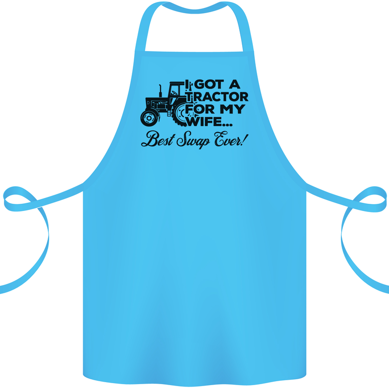 Tractor for My Wife Best Swap Ever Farming Cotton Apron 100% Organic Turquoise