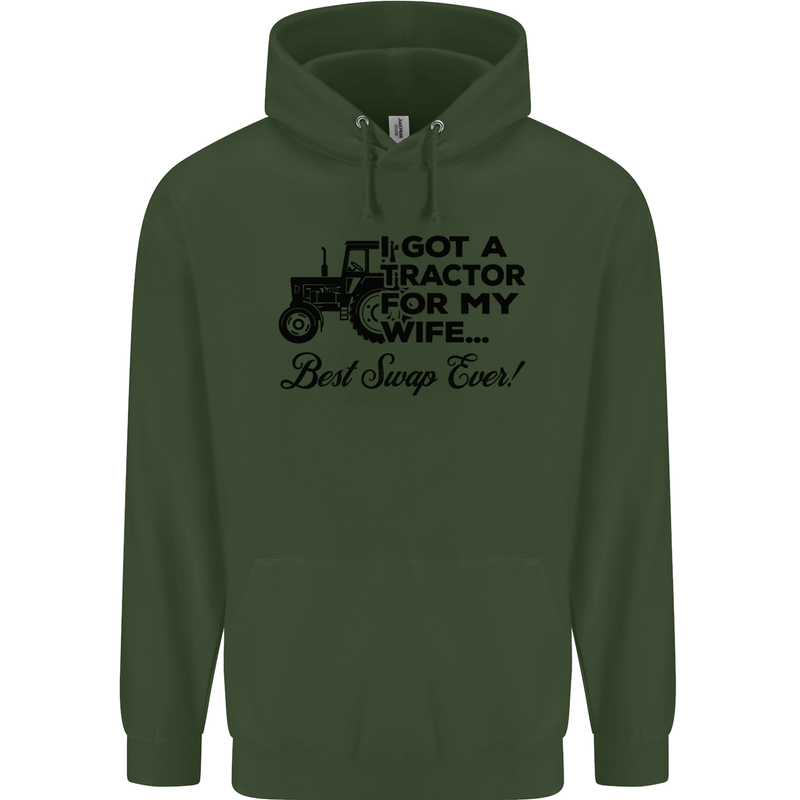 Tractor for My Wife Best Swap Ever Farming Mens 80% Cotton Hoodie Forest Green