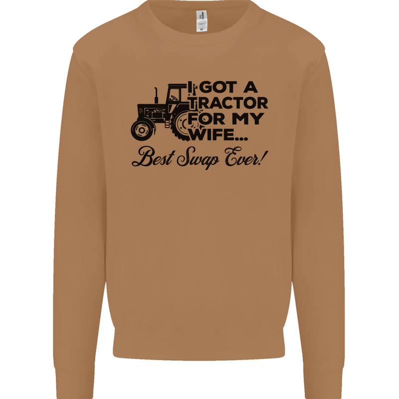 Tractor for My Wife Best Swap Ever Farming Mens Sweatshirt Jumper Caramel Latte