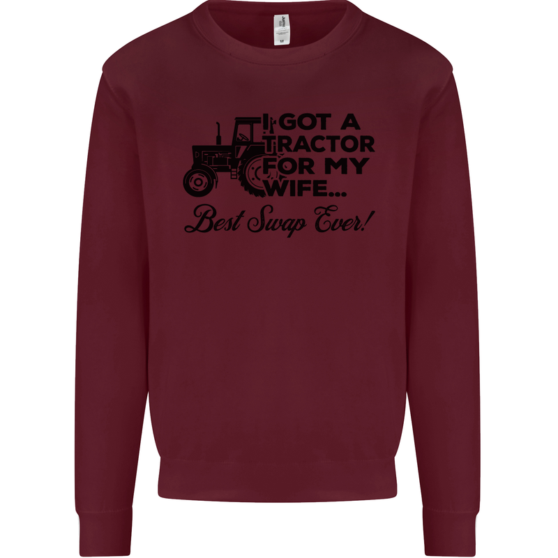 Tractor for My Wife Best Swap Ever Farming Mens Sweatshirt Jumper Maroon