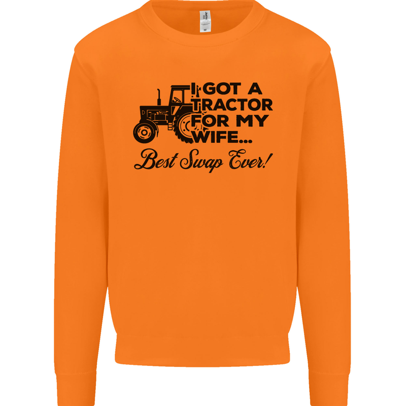 Tractor for My Wife Best Swap Ever Farming Mens Sweatshirt Jumper Orange