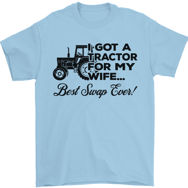 Tractor for My Wife Best Swap Ever Farming Mens T-Shirt Cotton Gildan Light Blue