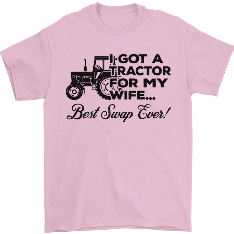 Tractor for My Wife Best Swap Ever Farming Mens T-Shirt Cotton Gildan Light Pink