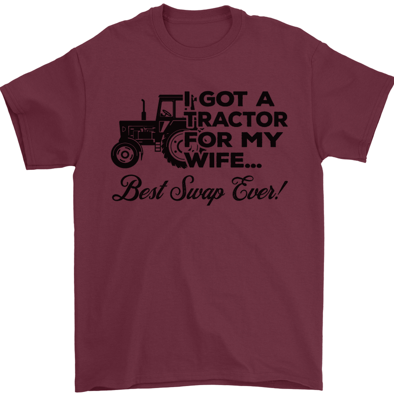 Tractor for My Wife Best Swap Ever Farming Mens T-Shirt Cotton Gildan Maroon