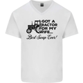 Tractor for My Wife Best Swap Ever Farming Mens V-Neck Cotton T-Shirt White