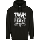 Train Like a Beast Gym Training Top Mens 80% Cotton Hoodie Black