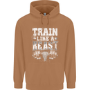 Train Like a Beast Gym Training Top Mens 80% Cotton Hoodie Caramel Latte