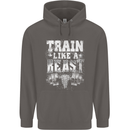 Train Like a Beast Gym Training Top Mens 80% Cotton Hoodie Charcoal