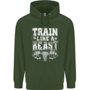 Train Like a Beast Gym Training Top Mens 80% Cotton Hoodie Forest Green