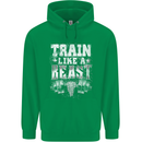 Train Like a Beast Gym Training Top Mens 80% Cotton Hoodie Irish Green