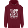 Train Like a Beast Gym Training Top Mens 80% Cotton Hoodie Maroon