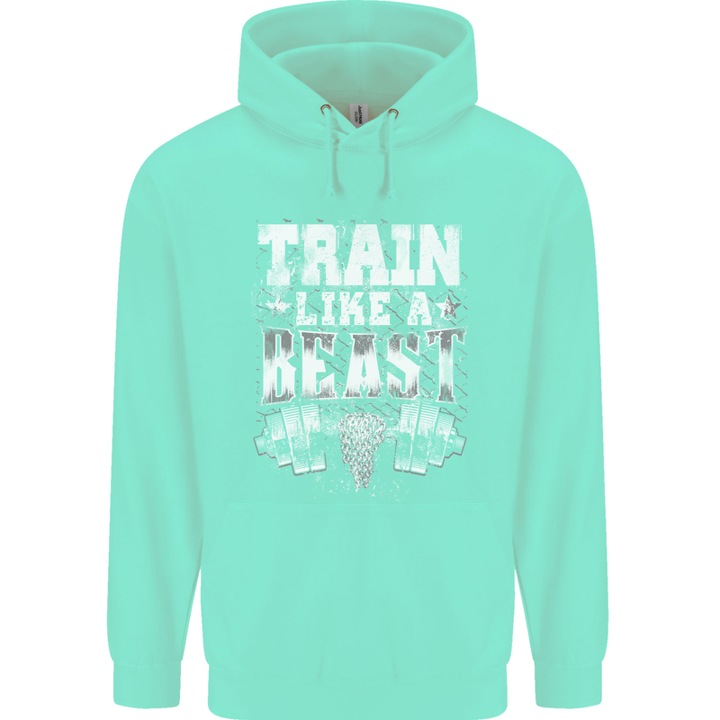 Train Like a Beast Gym Training Top Mens 80% Cotton Hoodie Peppermint
