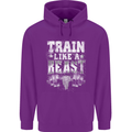 Train Like a Beast Gym Training Top Mens 80% Cotton Hoodie Purple