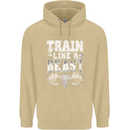 Train Like a Beast Gym Training Top Mens 80% Cotton Hoodie Sand