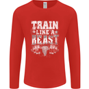 Train Like a Beast Gym Training Top Mens Long Sleeve T-Shirt Red