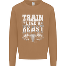 Train Like a Beast Gym Training Top Mens Sweatshirt Jumper Caramel Latte