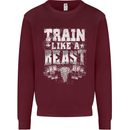 Train Like a Beast Gym Training Top Mens Sweatshirt Jumper Maroon