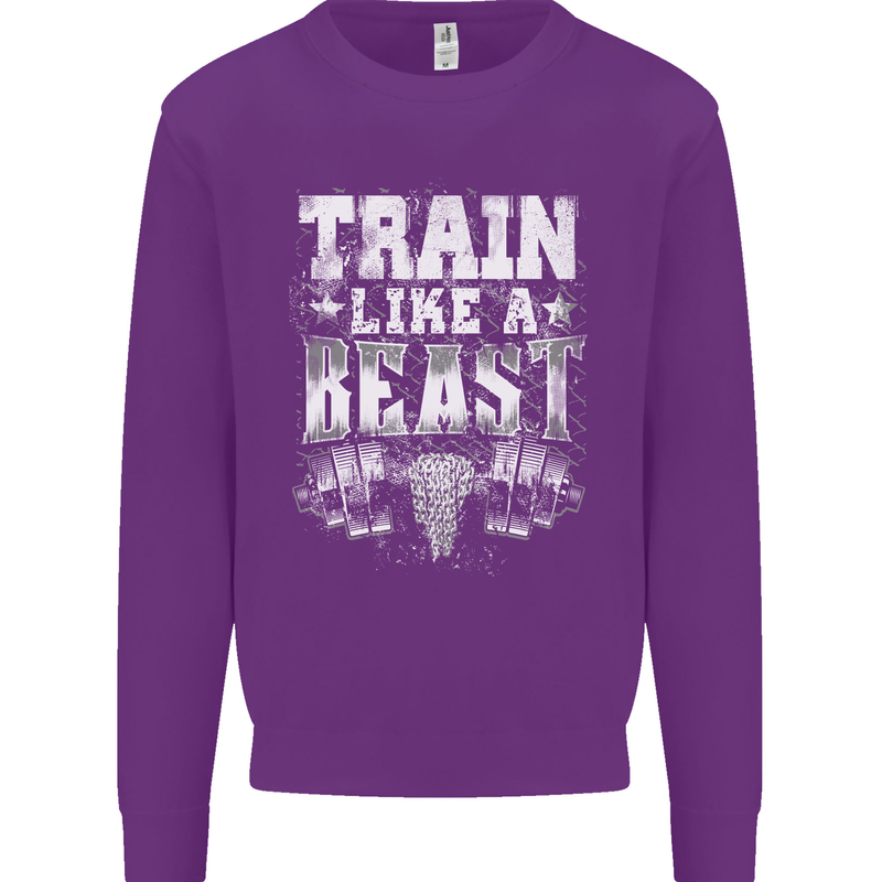 Train Like a Beast Gym Training Top Mens Sweatshirt Jumper Purple