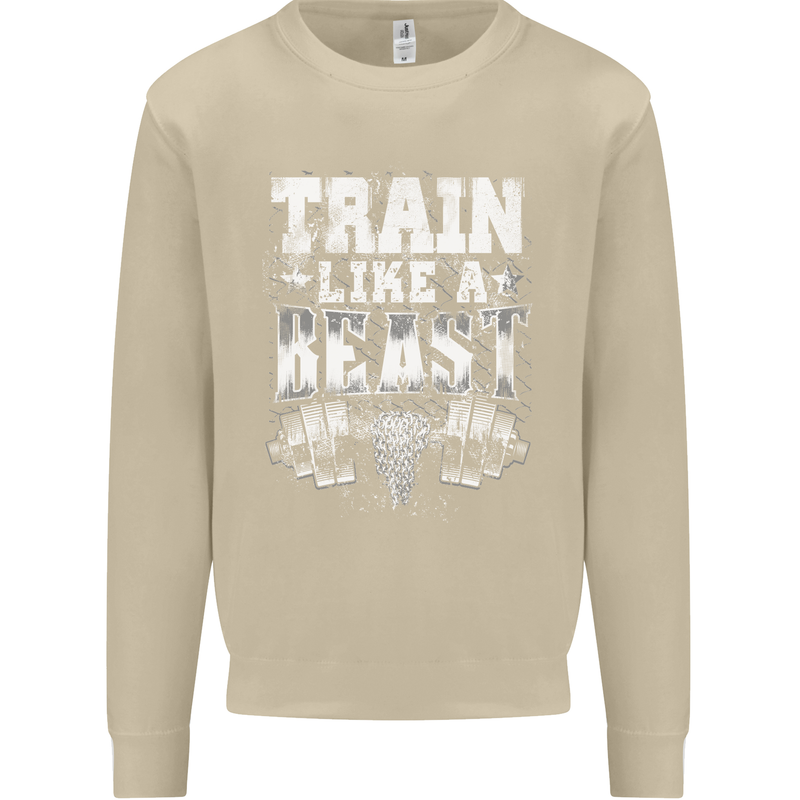 Train Like a Beast Gym Training Top Mens Sweatshirt Jumper Sand