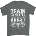 Train Like a Beast Gym Training Top Mens T-Shirt Cotton Gildan Charcoal