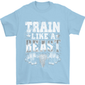 Train Like a Beast Gym Training Top Mens T-Shirt Cotton Gildan Light Blue