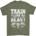 Train Like a Beast Gym Training Top Mens T-Shirt Cotton Gildan Military Green