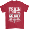 Train Like a Beast Gym Training Top Mens T-Shirt Cotton Gildan Red