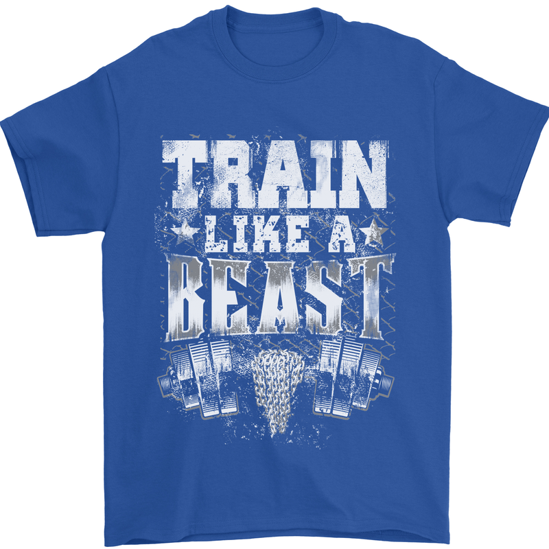 Train Like a Beast Gym Training Top Mens T-Shirt Cotton Gildan Royal Blue