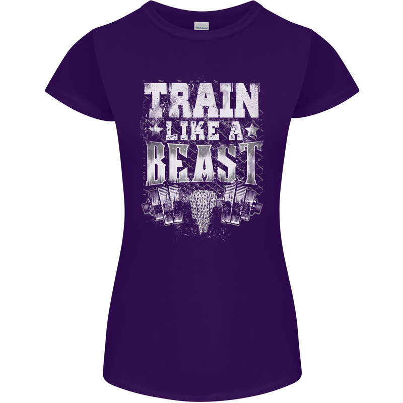 Train Like a Beast Gym Training Top Womens Petite Cut T-Shirt Purple