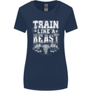 Train Like a Beast Gym Training Top Womens Wider Cut T-Shirt Navy Blue