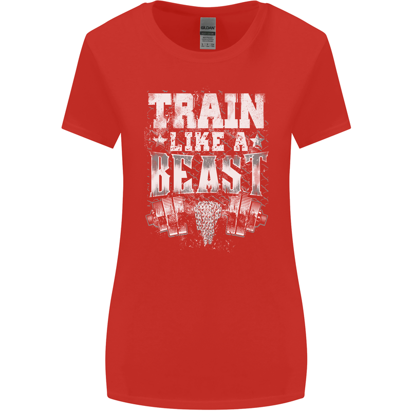 Train Like a Beast Gym Training Top Womens Wider Cut T-Shirt Red