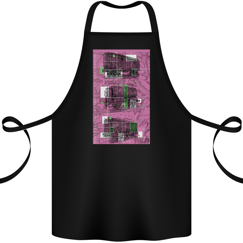 Trains Trainspotting Rail Carriages Cotton Apron 100% Organic Black