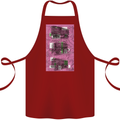 Trains Trainspotting Rail Carriages Cotton Apron 100% Organic Maroon