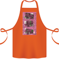 Trains Trainspotting Rail Carriages Cotton Apron 100% Organic Orange