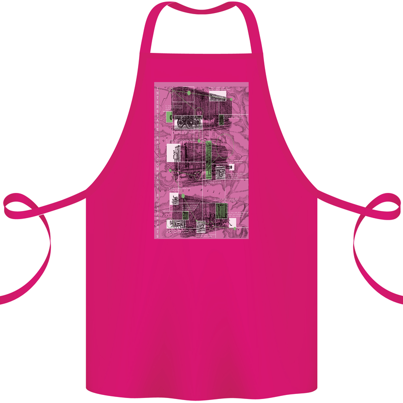 Trains Trainspotting Rail Carriages Cotton Apron 100% Organic Pink