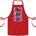 Trains Trainspotting Rail Carriages Cotton Apron 100% Organic Red