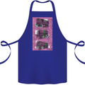 Trains Trainspotting Rail Carriages Cotton Apron 100% Organic Royal Blue