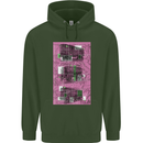 Trains Trainspotting Rail Carriages Mens 80% Cotton Hoodie Forest Green