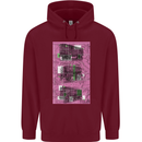Trains Trainspotting Rail Carriages Mens 80% Cotton Hoodie Maroon