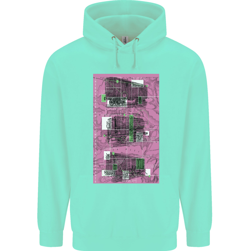 Trains Trainspotting Rail Carriages Mens 80% Cotton Hoodie Peppermint