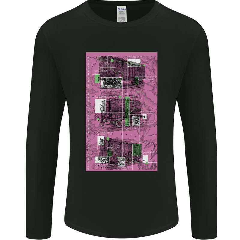 Trains Trainspotting Rail Carriages Mens Long Sleeve T-Shirt Black